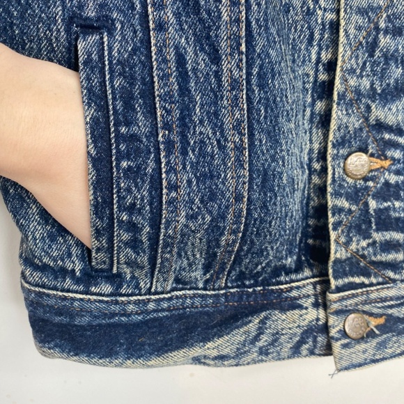 Vintage 90s Lee Denim Vest 18 Acid Wash USA Cut off Western Trucker Retro Grunge - Picture 3 of 8